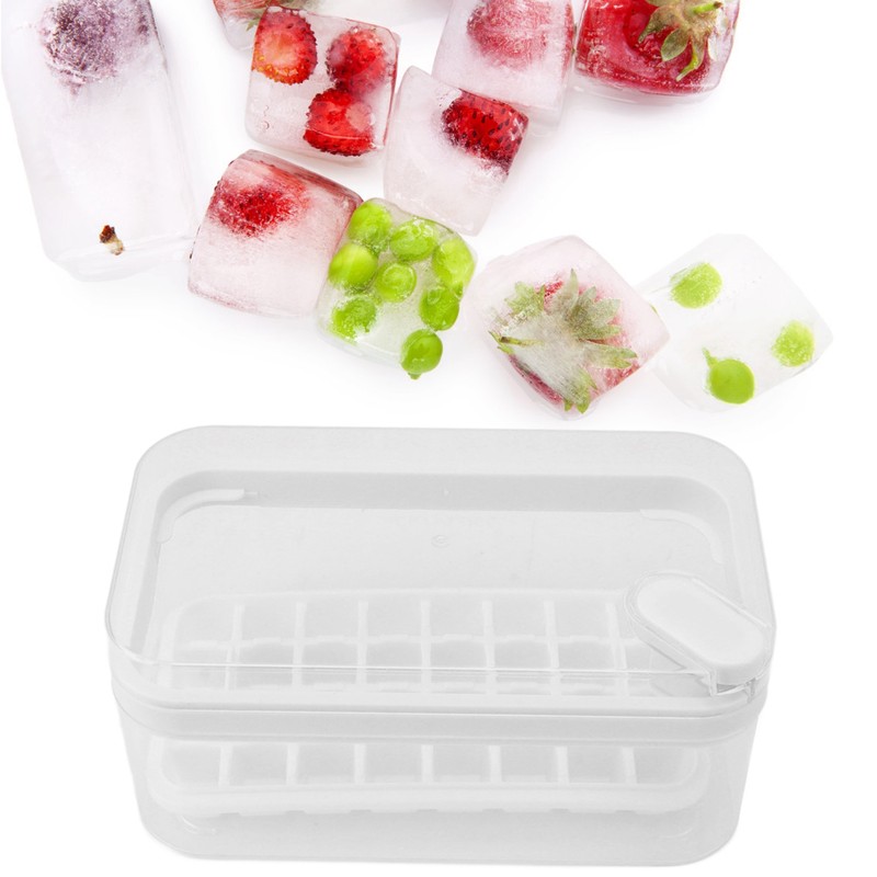 Easy Release Ice Cube Tray Plastic 32 Grids Ice Tray