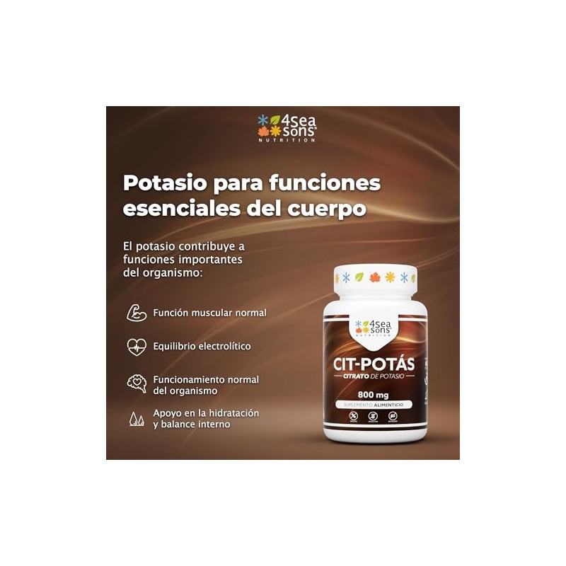 Citrato de Potasio 700 mg con Vitamina C | Potassium