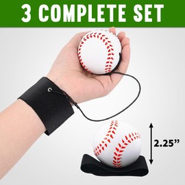 Playbees Reactive Practice Baseballs on Elastic Cord Perfect for Training, Fun Outdoor Activities for Spring Training, Fun Outdoor Activity for Kids, Boy or Girl, Party Favor (3 Pack)