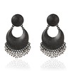 Moonstruck Oxidized Silver Pearl Chandbali Earrings for Women, Lightweight Antique