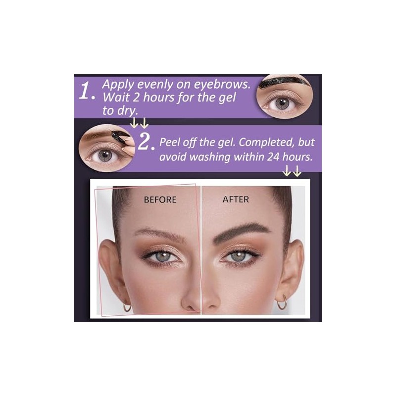 Tinte de Cejas Semi-permanente, Tattoo Brow Peel-Off, Fórmula A Prueba