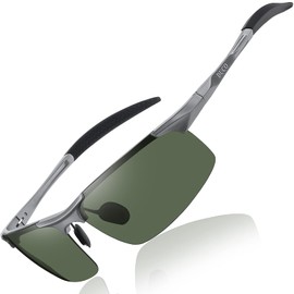 DUCO Men's Sports Glasses Polarised Sunglasses Driver's Glasses Ultralight Al-Mg Metal Frame UV400 Protection Men's Sunglasses 8177S
