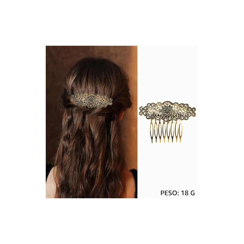 6 piezas de peinetas pelo vintage metálicas para mujer