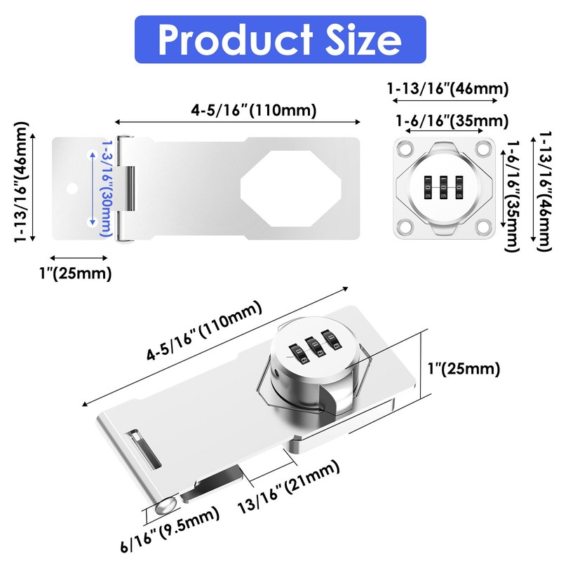 Mechanical Password Rotary Hasp Locks, Cabinet Combination Lock, Door Security