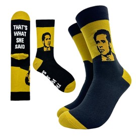 Cusrtyh That's What She Said Novelty Funny Breathable Printed Cotton Socks, Humorous Quote Unisex Cozy Knitted Crew Socks, Gifts for wife Boss Manager Employer Coworker Friend Bestie Office Fans