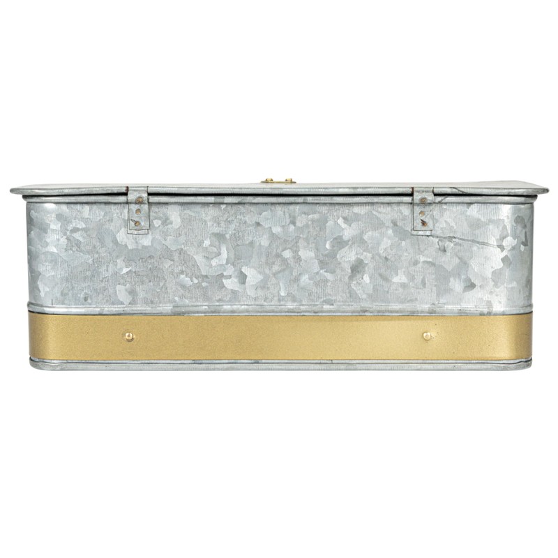 Creative Co-Op Nestable Rectangular Metal Storage Boxes with Hasp Lock,