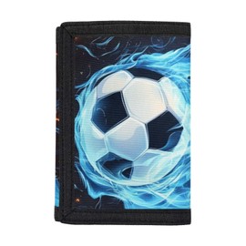 COEQINE Soccer Wallets for Boys, Kids' Wallets with Coin Pocket, Trifold with ID Window for Travel, Outdoor, Birthday for Son