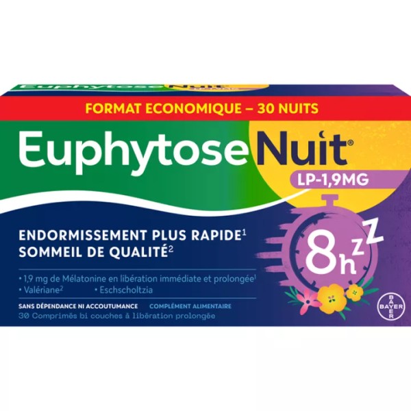 Bayer Santé Familiale Euphytose Nuit LP 1.9 mg Melatonin ,