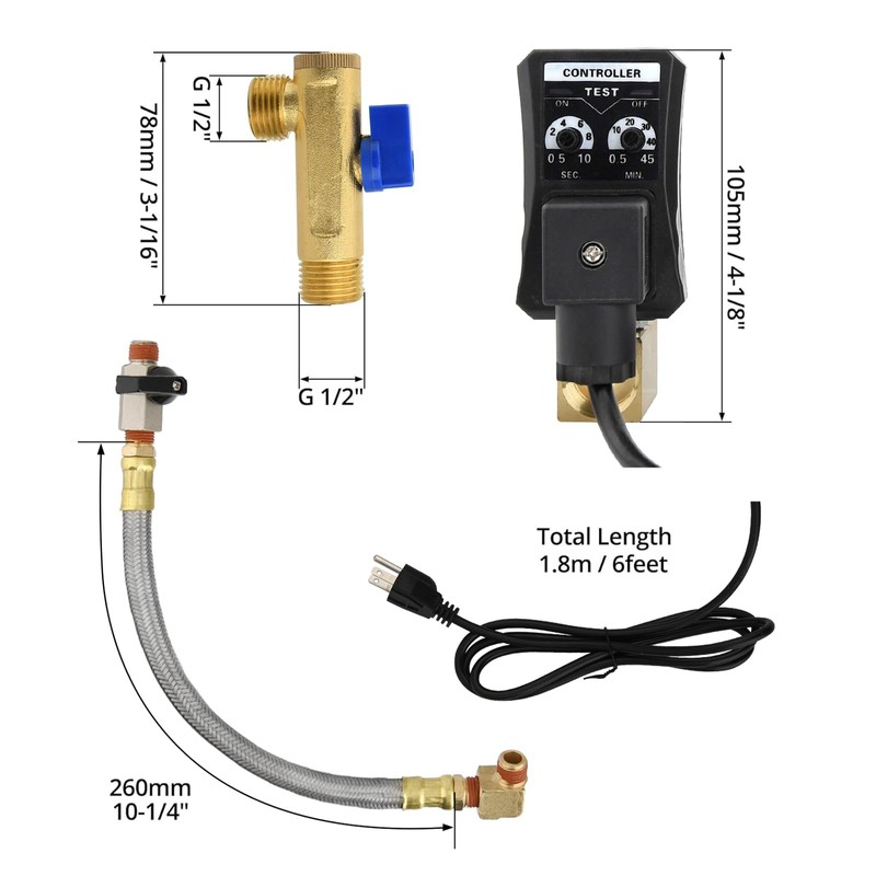 HDYEGIOU Automatic Timed Condensate Drain Valve Electronic Drain Valve Kit
