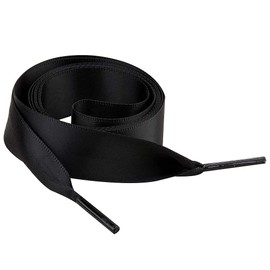 ANUFER Flat Silk Satin Ribbon Shoelaces 2CM Wide for Sneakers Ballerinas Pumps P13 Black 180 CM