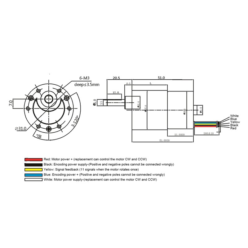 Brushless Motor with Bracket Speed Reduction CW/CCW DC24V for CNC