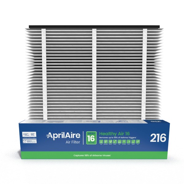 AprilAire 216 Replacement Filter for AprilAire Whole House Air Purifiers - MERV 16, Allergy, Asthma, & Virus, 20x25x4 Air Filter (Pack of 1)