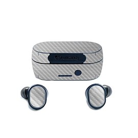 MightySkins Carbon Fiber Skin for Skullcandy Sesh True Wireless Earbuds - Cold Steel | Protective, Durable Textured Carbon Fiber Finish | Easy to Apply, Remove, and Change Styles | Made in The USA