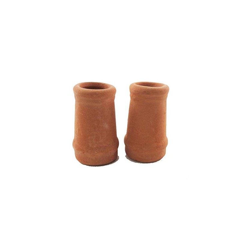 Melody Jane Dolls House Round Chimney Pots Terracotta Small1:12 Scale
