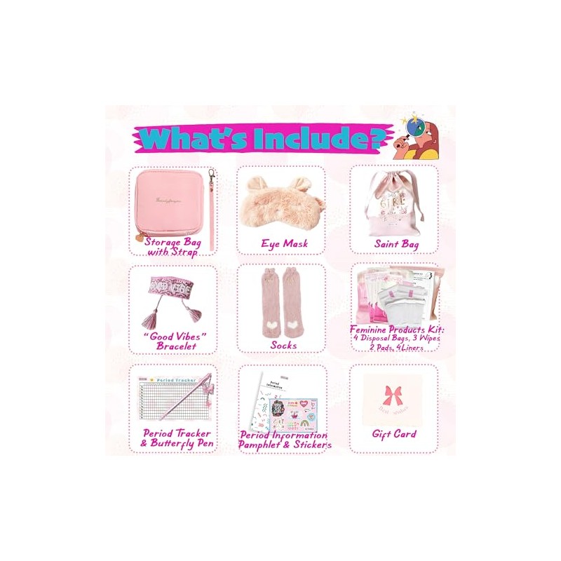 Kit para la primera menstruación para niñas | 22 piezas