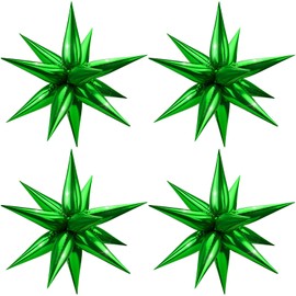 Moukiween 50 Pcs Explosion Star Foil Balloons-12 Point Star Balloons, 3D Star burst Cone Mylar Balloons for Party Supplies Christmas Birthday Wedding Baby Shower Photo Booth Green