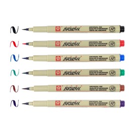 Sakura Archival Brush Pens, 6 Set, Colors May Vary
