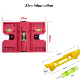 Guador Magnetic Spirit Level ABS Adjustable Angle Spirit Level Post Angle Spirit Level 188 mm x 134 mm for Pipe Installation Picture Hanging Mounting Aid (Red)