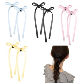 ZHEJIA Hair Clip, Mini Ribbon, Hairpin (Set of 8) (4 Colors, 8 Pieces) Hair Clip, Bowknots, Stylish, Cute, Hairpin for Women, Children, Women's, Birthdays, Weddings, School Entrance Ceremonies,
