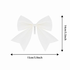 KKSTY 12Pcs Glitter Bows White Christmas Tree Decoration, 5.9Inch Christmas Decorative Bows, Xmas Tree Bows Bowknot Ornaments for Wreaths,Garland,Xmas Tree Décor