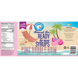 Pink Bubble Gum Ready to Use Shaved Ice or Snow Cone Syrup Gallon (128 Fl. Oz)