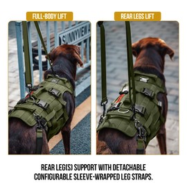 OneTigris Dog Lift Harness for Large Dogs, Dog Hip Support Brace, Full Body Lifter with Handles Invictus Multifunctional Mobility Assistance Vest for Back Legs (Green, Large)