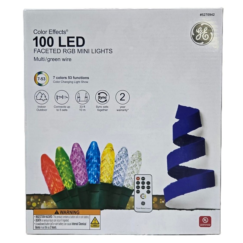 GE Color Effects 100-Count 33-ft Multi-Function Color Changing LED Plug-in