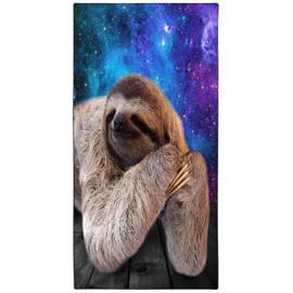 Zomer Beach Towel Large 90 x 180 cm Quick-Drying Microfibre Printed with Galactic Sloth Motif