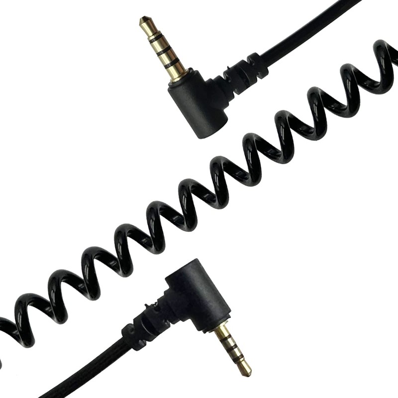 Seadream Coiled 2.5mm to 3.5mm Audio Cable,Double Angled 90 Degree