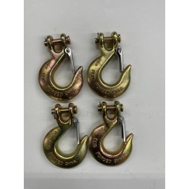 Campbell Rigging 4 Pack G70 3/8" Clevis Slip Hook w/ Latch Trailer Truck Transport Tow Chain Hook