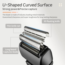 Men's Electric Shaver, Electric Foil Shaver, 3 Cutter Head Three Gears Adjustable Rechargeable, Long Battery Life, Wet & Dry