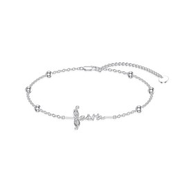 LWXIE Diamond Faith Cross Bracelet for Women 925 Sterling Silver Lab Grown Diamonds Jewelry Gifts for Mom Wife Girlfriend Daughter Sister Friend