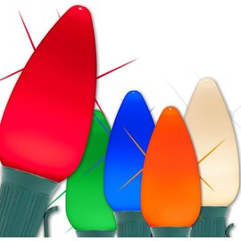 C9 OptiCore LED Commercial Outdoor Christmas Lights – Heavy Duty Christmas String Lights; Green Wire (25 Lights, 25 ft, Multicolor Smooth/Opaque Twinkle)