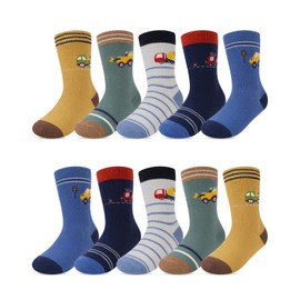 Kyopp 10 Pairs of Socks Kids Girls and Boys Funny Animals Cotton Socks Crew Socks Winter / Summer, Various Cars