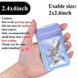 Millefiore Resealable Mylar Pouch Bag Great for Office Home Party Favor Food Storage (100PCS, Pink and Blue Color, 2.4 x 4 inch)