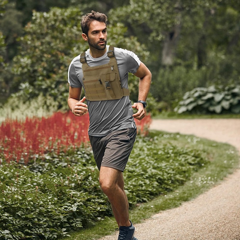 KINGSLONG Tactical Chest Bag Lightweight Chest Pack, Water Resistant Running