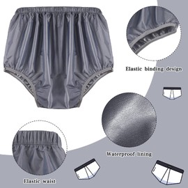 5 Pcs Adult Leakproof Underwear for Incontinence Washable Reusable Waterproof Pants Diaper Pull-On Cover Cloth Use Women Men(Large,Gray)