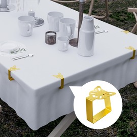 LEMONIDEA 6 Pcs Tablecloth Clips - Butterfly Tablecloth Clasps, Stainless Steel Table Cloth Cover Clamps, Elegant Dining Table Decor for Restaurant Picnics Marquees Weddings Graduation Party (Gold)