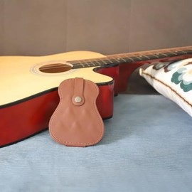 Estuche para púas de guitarra de 18 piezas, bolsa de almacenamiento de púas de piel sintética, bolsa de regalo para guitarristas (marrón), Marrón, otro