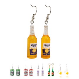 Lovely Beer Mug Dangle Earrings, Cute Beer Bottle Beer Can Drop Earrings for Women Creative Party Jewelry