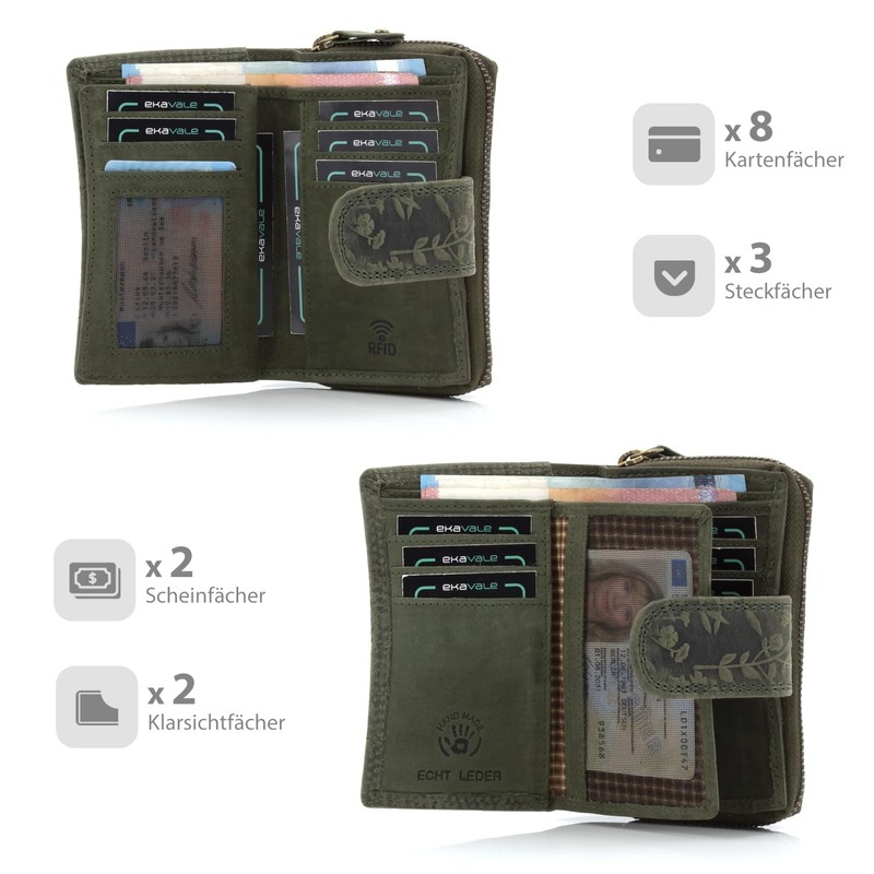 ekavale Ladies Soft Leather Wallet with RFID Protection - Women's
