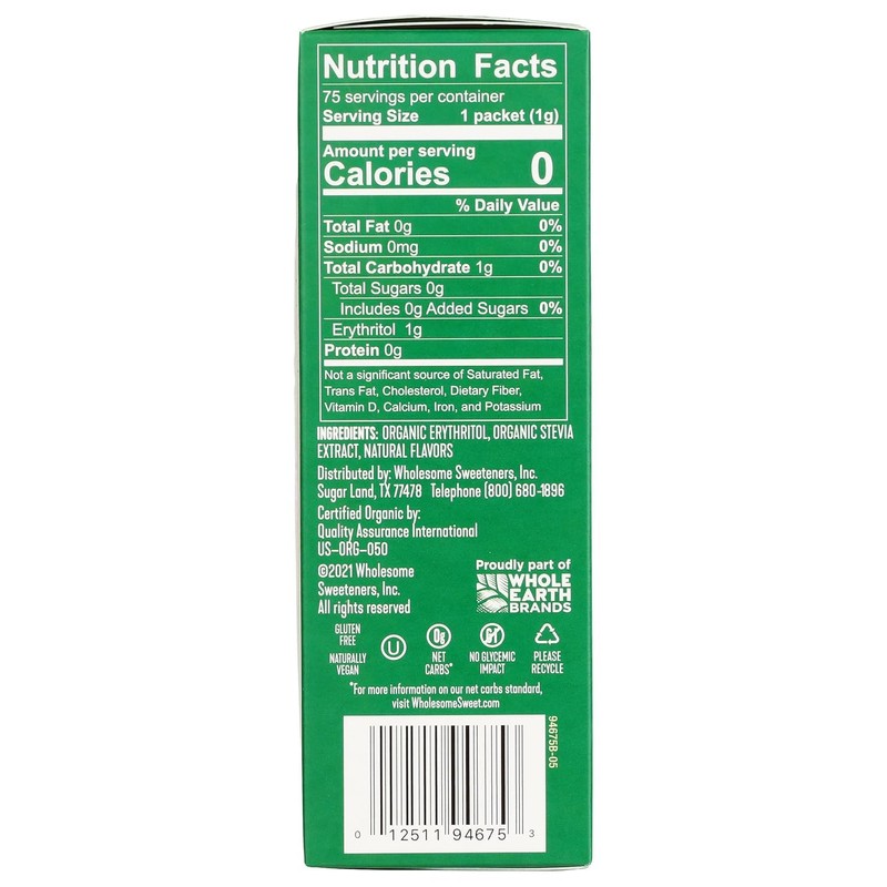 Wholesome Organic Stevia, Zero Calorie Sweetener Blend, Non GMO &