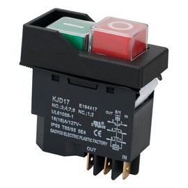 Table Saw Push Button Switch 6-Pins 089240028147 (18A 127V T85/55) - Compatible with Ridgid R4514T & Ryobi RTS08/RTS12/RTS23, Replacement Power On/Off Switch for Ryobi Table Saws KJD17 E194417