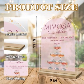 Mimosa Bar Sign For Table, Champagne Tower Acrylic Mimosa Bar With Base Supplies For Baby Shower Bridal Shower, Decorations For Wedding Bachelorette Engagement Party, Welcome Sign Stand For Party -13