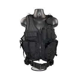Sniper Cross Draw Tactical Vest Black, 600D Polyster Oxford
