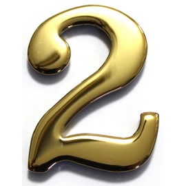 2" Solid Brass Mailbox Number #2 / Better Box Mailboxes Two Inch Tall Numbers with 3M Peel and Stick Auto Grade Adhesive - Clear Coat Sealed Weatherproof BN2