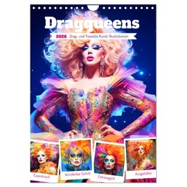 Dragqueens. Drag- und Travestie Kunst. Illustrationen (Wandkalender 2026 DIN A4 hoch), CALVENDO Monatskalender