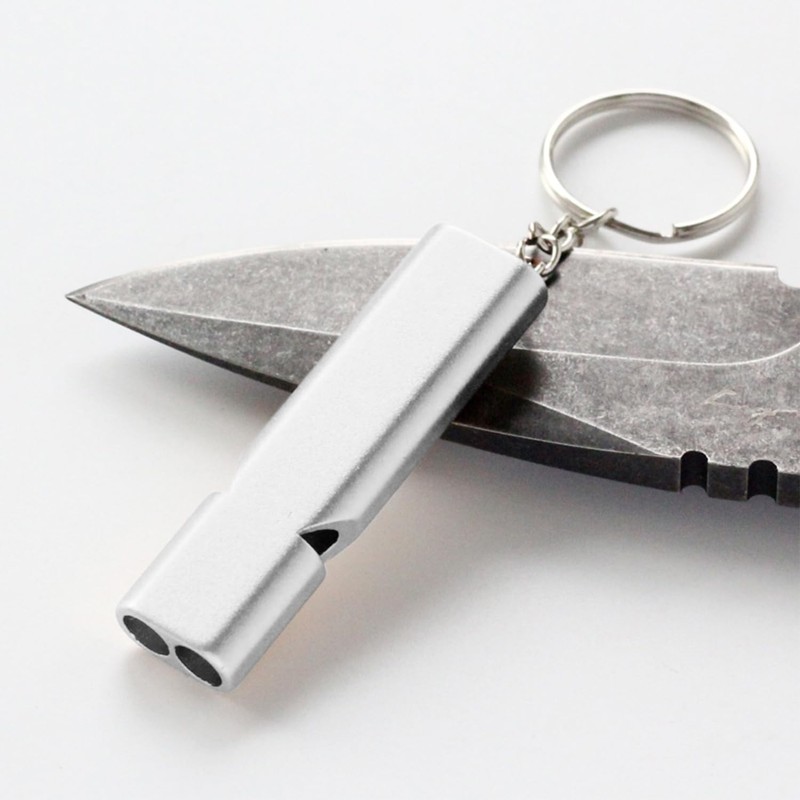 MEMOFYND 3 Pieces Silver Double Running Whistle with 3 Pieces