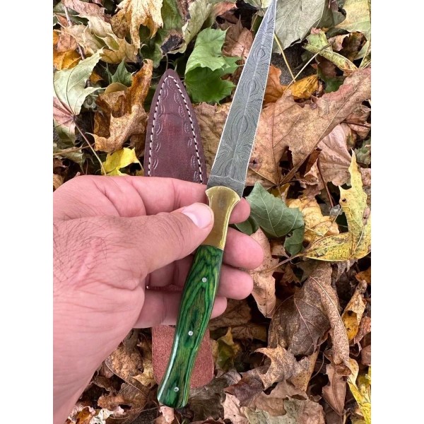 handmade 9”Vintage handmade Damascus double edged dagger boot knife Collectible