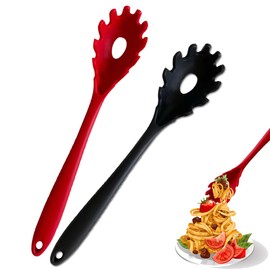 Silicone Pasta Fork, 2Pcs Spaghetti Spoon Pasta Fork High Heat Resistant 480°F Hygienic Spaghetti Server Food Grade Pasta Spoons BPA Free Noodle Spoon